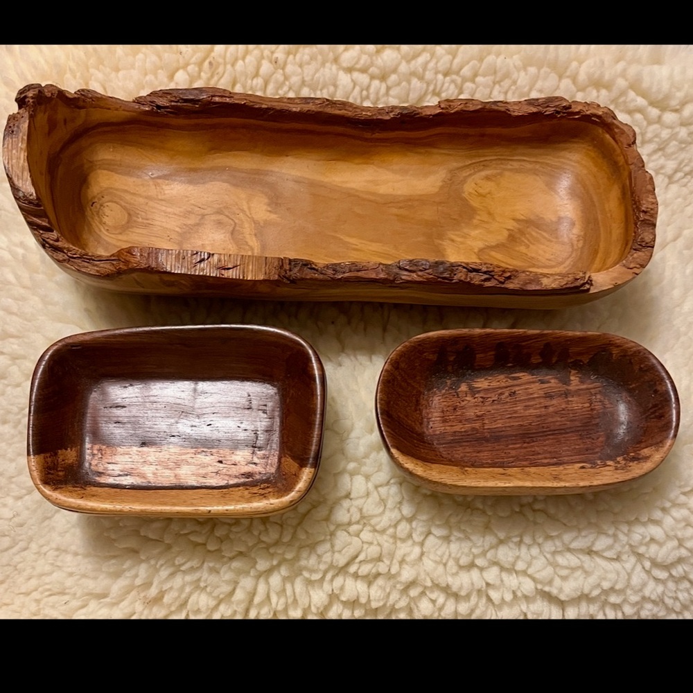 Rustic Wooden Bath Tray Set